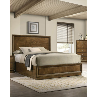 Strong Look Transitional Style 1Pc Queen Size Bed Walnut Wooden Panel Bedframe High HB Bedroom Furniture