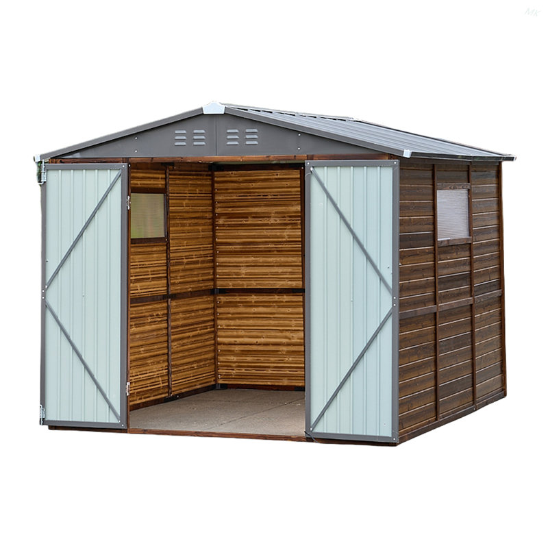 Remise à outils combinée 8 * 8 pi en fer et en bois - un mélange de nature et de fonctionnalité, Bois