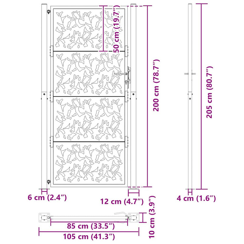 Weathering Steel Gate, Rusty, 105 x 205 cm