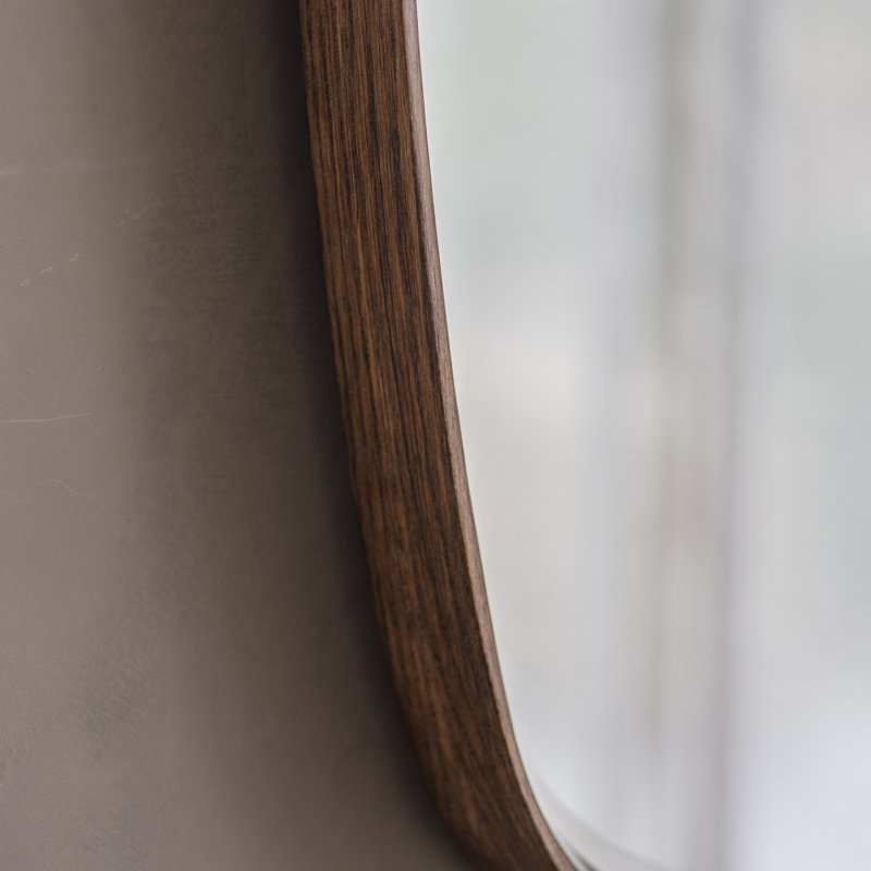 Carles Wood Flat Wall Mirror, Walnut
