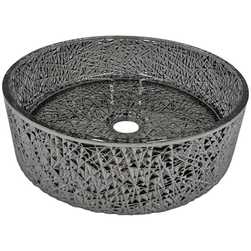 Stadium 14" Glass Circular Bathroom Vessel Sink - Timeless Collection, Light Black
