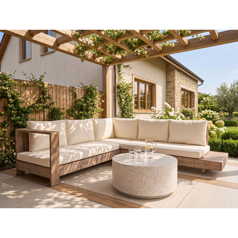 Rupakus 225cm Wide L-Shaped Patio Sectional, Right Hand Facing