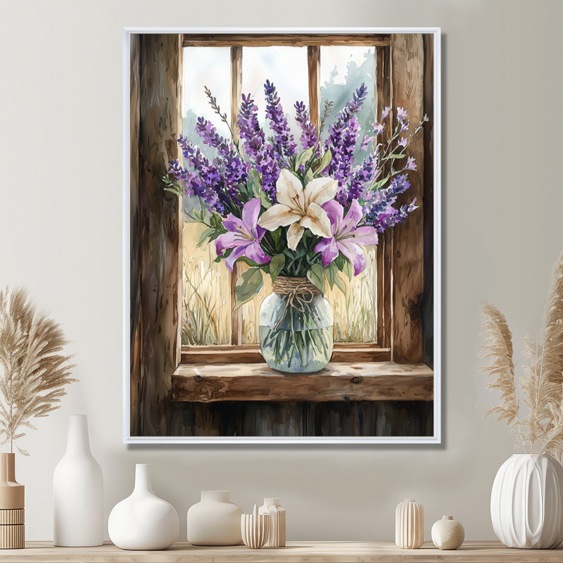 Inam - impressions sur toile florales, Impression encadrée flottante, H 32 po x l 16 po, Blanc