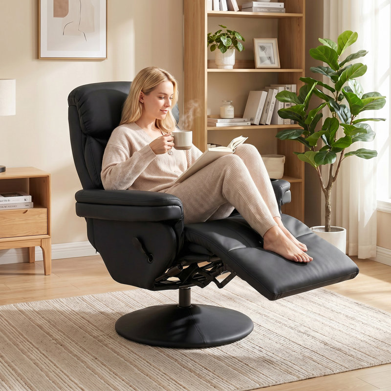 HOMCOM Manual Recliner Chair with Footrest Adjustable Backrest Black