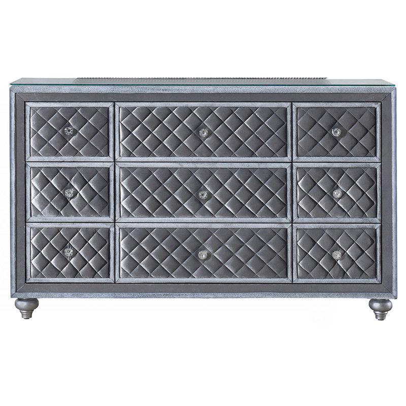 Commode 1 tiroir 9 pièces avec plateau en verre trempé 1pc