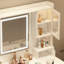 Grande coiffeuse avec miroir, 6 tiroirs et tablettes, bureau de commode