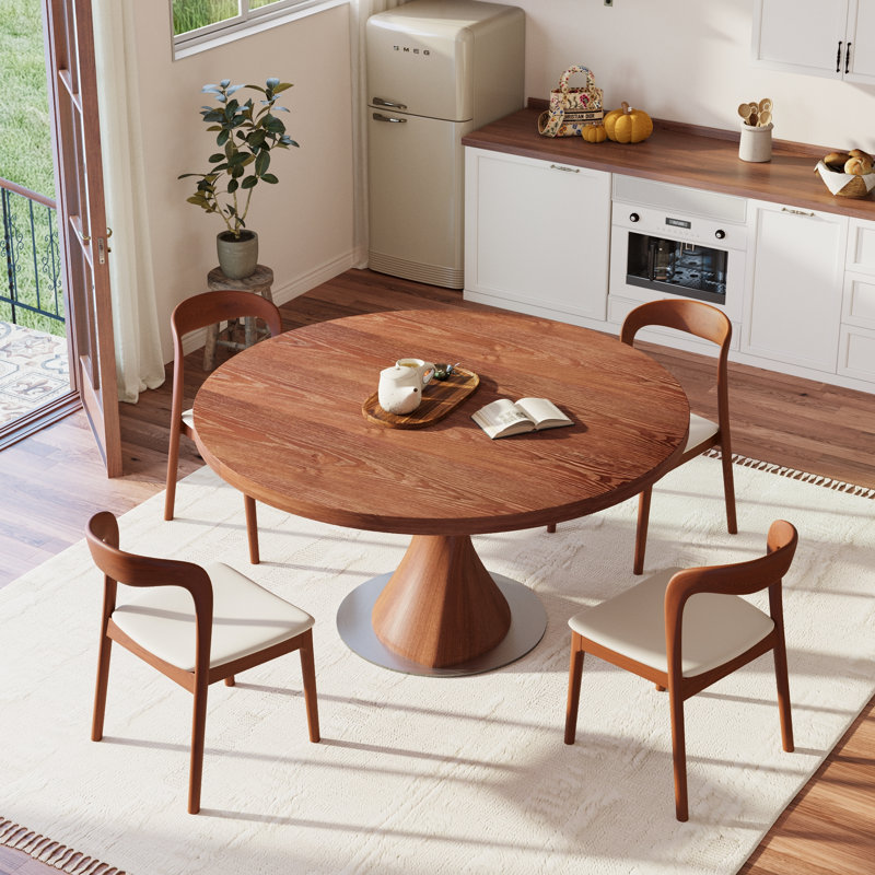 Table de salle à manger moderne moderne en bois massif pour 2/4/6, 29.53" H x 47.24" W x 47.24" D