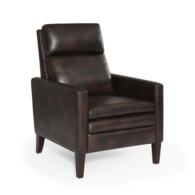 Faux Leather Push Back Recliner, Brown Faux Leather