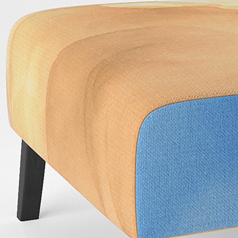 Brechta Vibrant Curve Design II - Velvet Upholstered Modern Slipper Chair, Light Blue/Orange