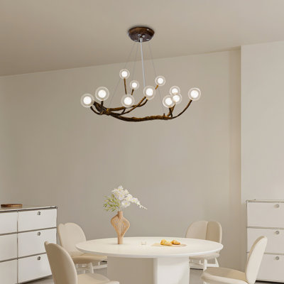Lustre brun 12 lumières en résine