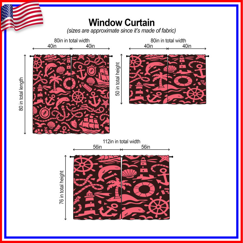 Rideaux obscurcissant et obscurcissant Nautical Elements, 40in x 61in - 2 panels, Sheer