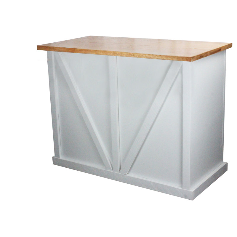 Crownsville Kitchen Island, Bright White, Oak Butcher Block