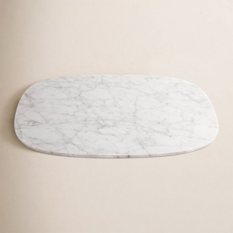 Plateau en marbre Delicieuse, H 1 po x l 16 po x P 13 po, White Marble
