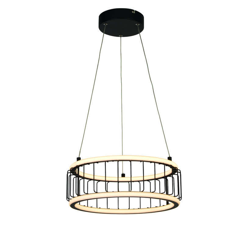 Lawhon 1 - Light Black LED Geometric Pendant, 150cm H x 38cm W x 38cm D