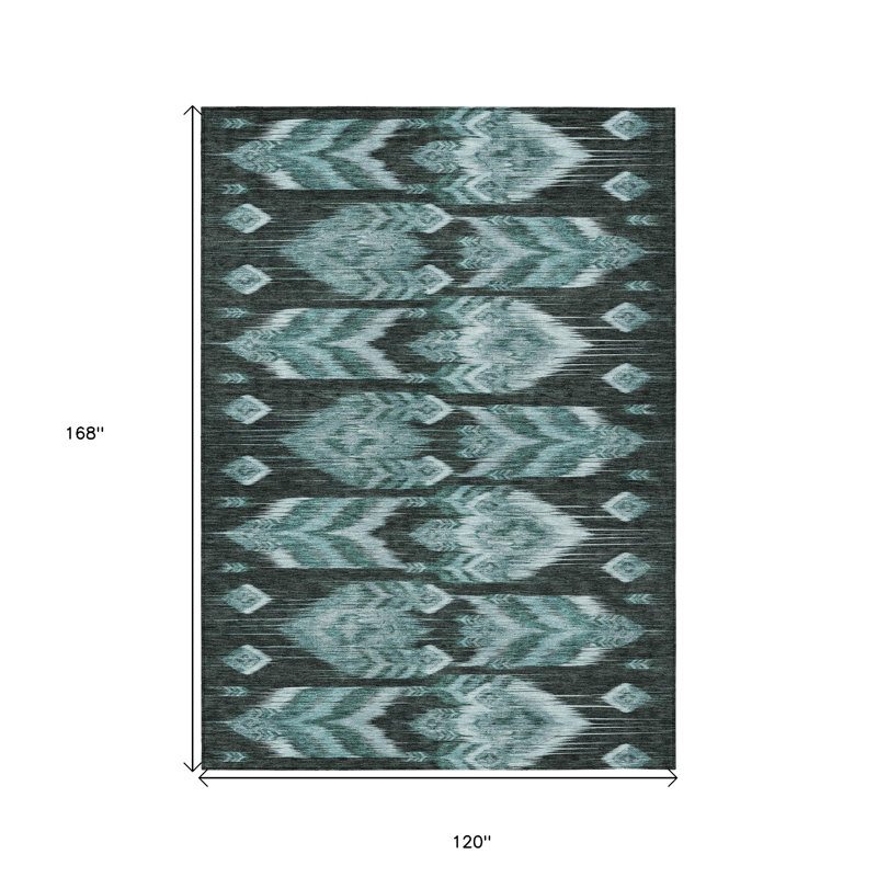Tapis bleu sarcelle lavable 10 pi x 14 pi bleu sarcelle turquoise et charbon