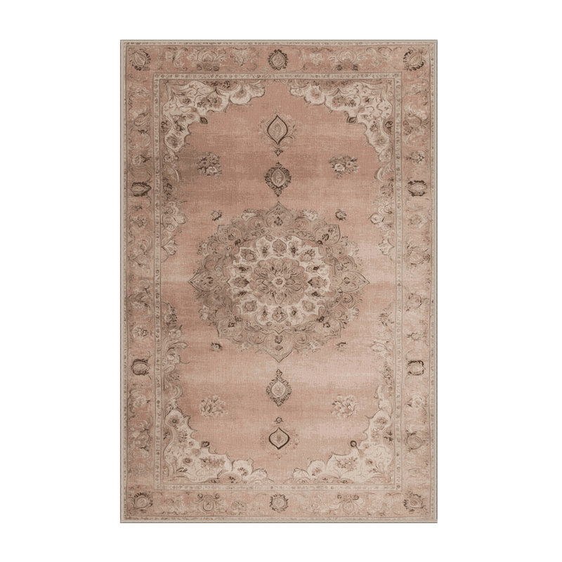 Machine Washable Tabriz Beige Area Rug, Rectangle 8' x 12'
