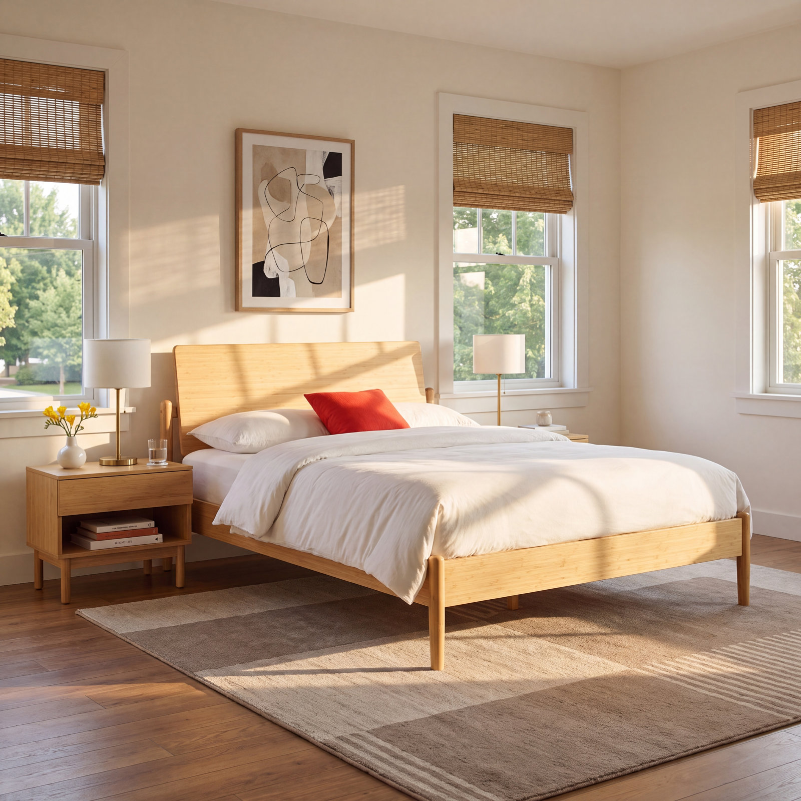 Maiva 5-Piece Solid Wood Bedroom Set, King, 5 Pcs. Bed, 2 Nighstands, 2 Dressers