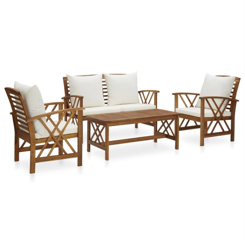 Costantino 4 Piece Lounge Chair with Cushions, Beige