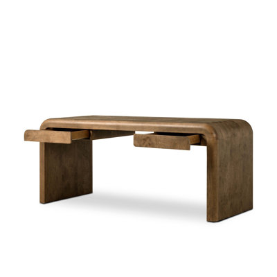 70" Burl Oak Writing Desk
