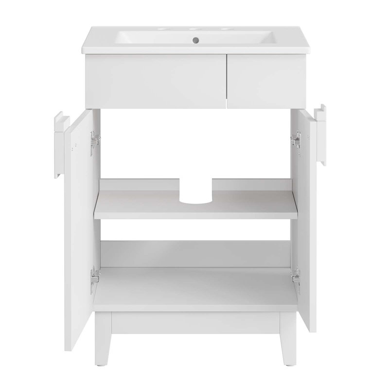 Modway Miles 23'' Free Standing Single Bathroom Vanity with Ceramic Top, White