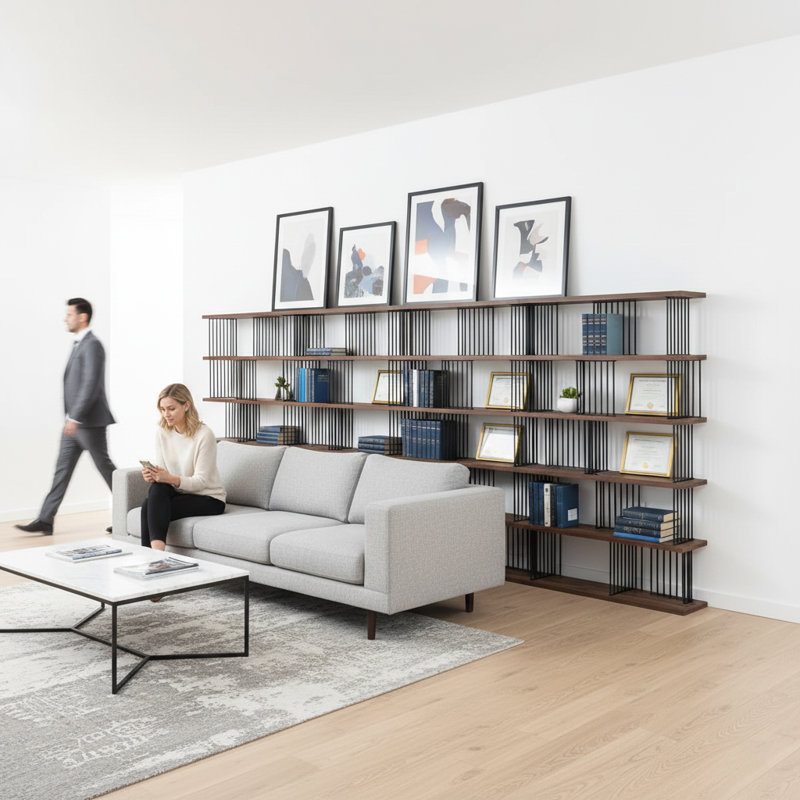 Noractur Iron Standard Bookcase, (5 Shelves) 70" H x 189" W x 11.8" D