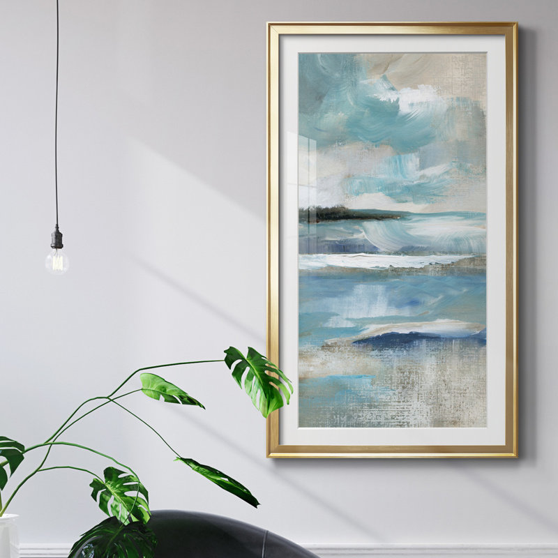 Distant Drama I - Peinture sur toile encadrée, H 26,5 po x l 36,5 po x P 1,5 po, Or