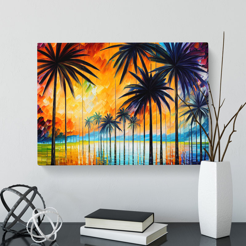 Palm Tree Painting Vol.7 Abstract - Wrapped Canvas Print, 35cm H x 50cm W x 3cm D