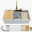 Évier de cuisine 33 po x 22 po en granite composite à simple cuve avec robinet coulissant - Évier de cuisine à cascade