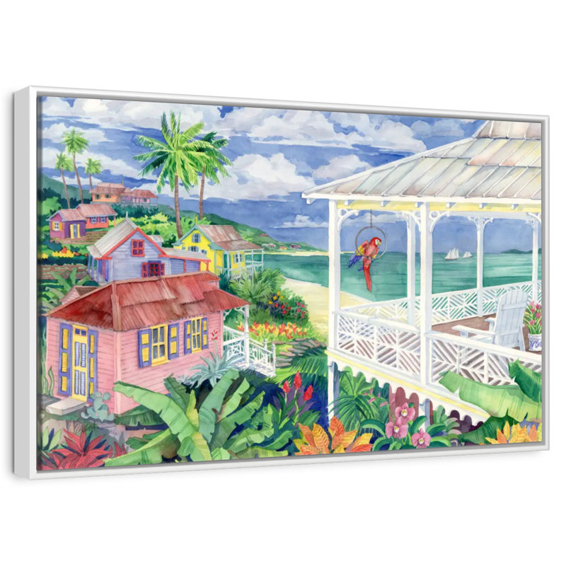 Baie Caribe, Cadre flottant blanc, 37 po x 25 po