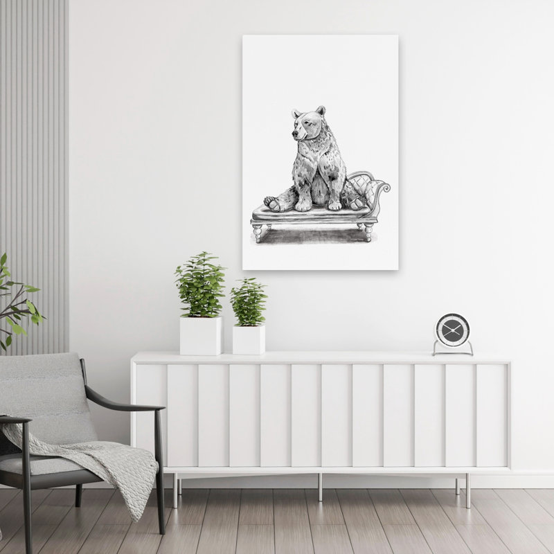 Méridienne ours - Art contemporain sur un canapé, H 36 po x l 24 po