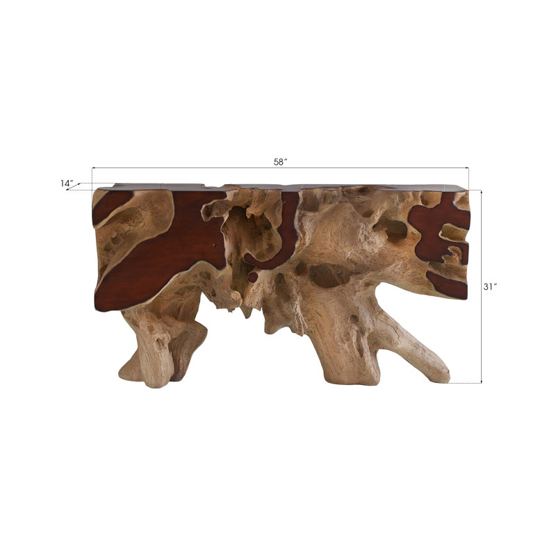 Freeform Faux Bois Wood Console Table with Storage