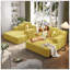 Ensemble 2 pièces surdimensionné de méridienne double, luxueux canapé-lit en velours côtelé moelleux avec 6 coussins et pochette de rangement pour les petits espaces, le cinéma maison et le salon-1607512799