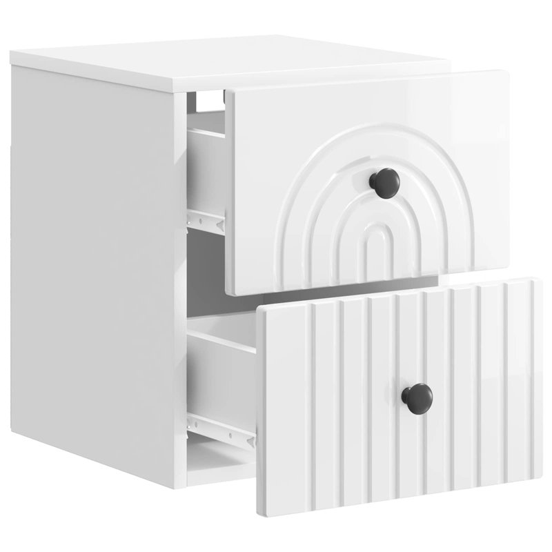 33cm W Manufactured Wood Bedside Table, High Gloss White