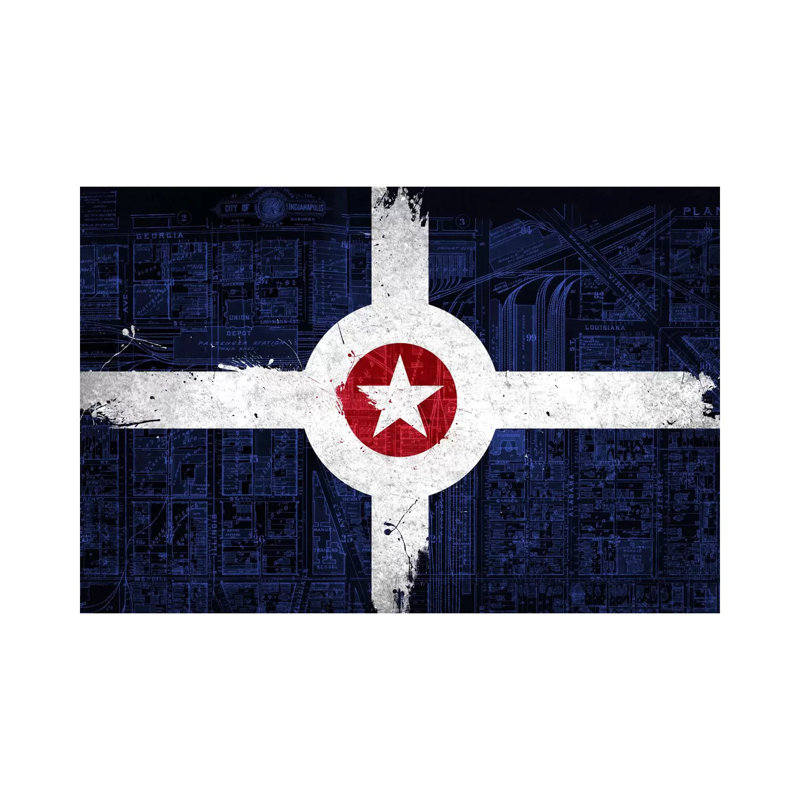 Indianapolis, Indiana (Roadway Blueprint) 1 Piece Wrapped Canvas Painting, 30.48 cm H x 45.72 cm W