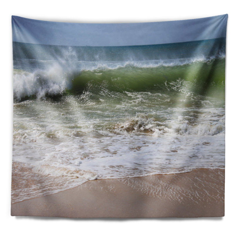 Tapisserie du ciel et des vagues de la mer rugissante, H 32 po x l 39 po