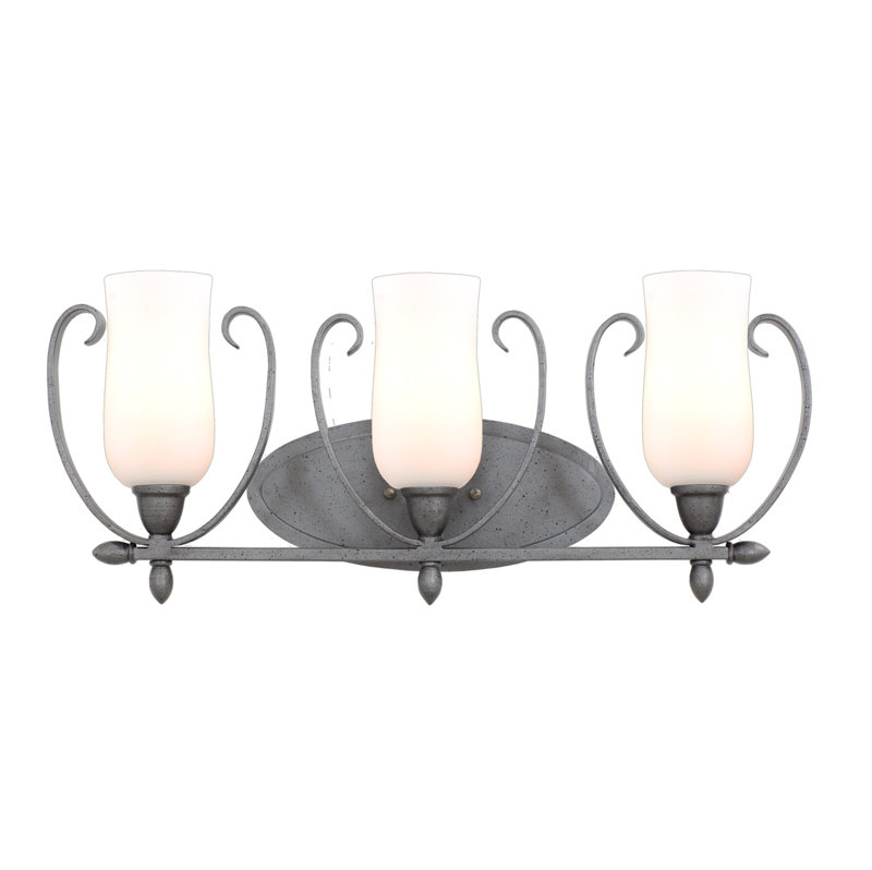 Mateo 3 - Light Vanity Light, Matte Opal Glass, Flecked Iron