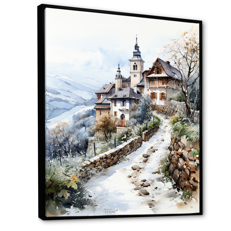 " Vineyard Winter Scenery III ", Black Floater Framed, 44" H x 34" W