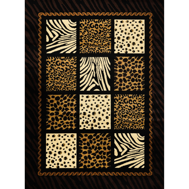 5 pi 3 po Tapis multicolore X 7 avec motif zébré, léopard, tigre, fabriqué à la machine, adapté aux endroits très passants