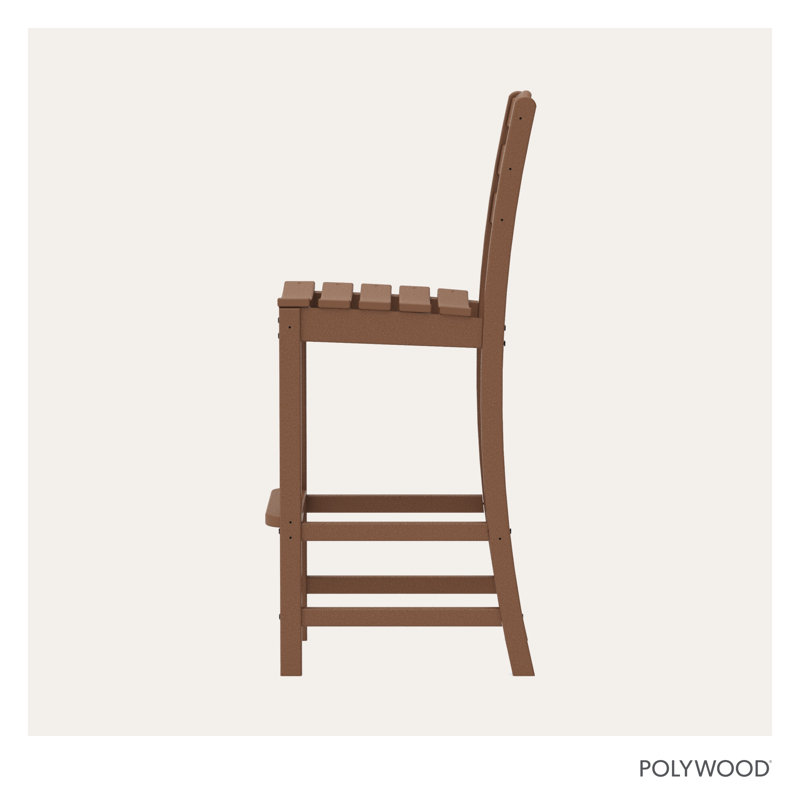 Tabouret de bar d'extérieur sans accoudoirs 47,13 po POLYWOOD La Casa Café, Teck