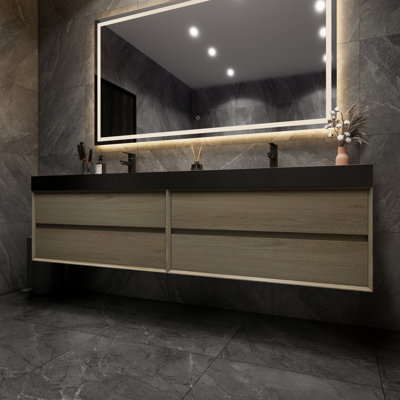 Golitz 83.46'' Double Bathroom Vanity with Stainless Steel Top