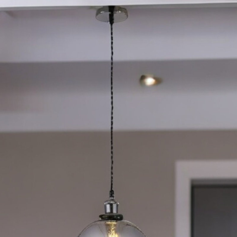 Poughkeepsie Braided Wire Suspension Bulb Holder and Ceiling Rose, Black Chrome