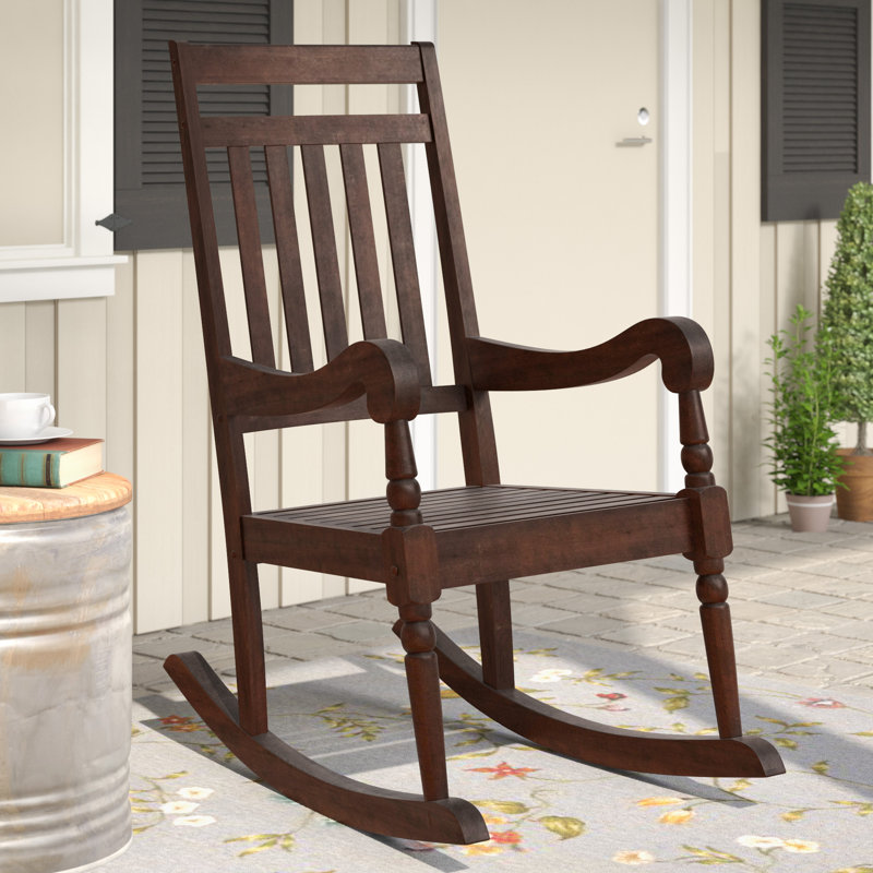 Classic Brown Compact Rocking Chair with Space-Saving Industrial Design