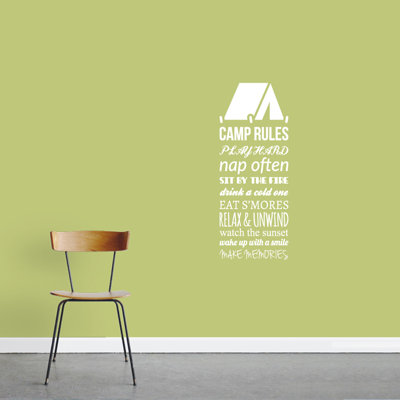 Décalcomanie murale camp rules
