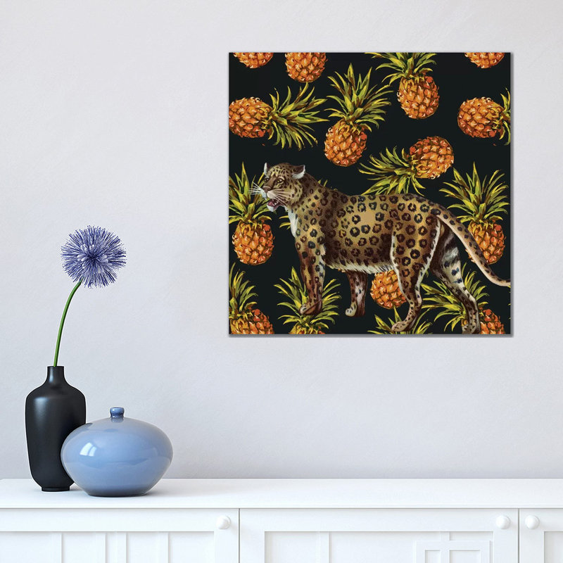 Leopard In Pinapples by Art Mirano - Wrapped Canvas Print, 45.72 cm H x 45.72 cm W x 3.175 cm D