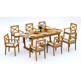 10 Seats 11 Pcs Grade-A Teak Wood Dining Set: 94" Double Extension Oval Table And 10 Granada Stacking Arm Chairs #11GR2210