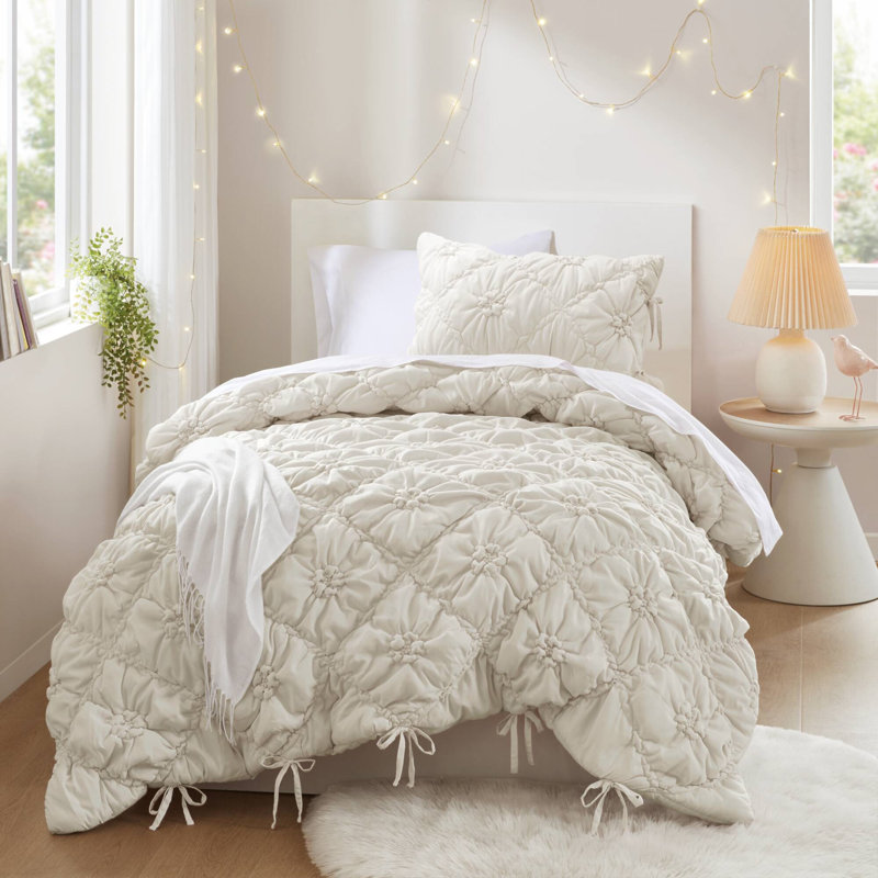 2PCS Twin Comforter Set, Ivory