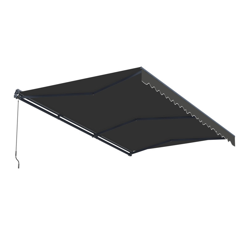Semi-Cassette Patio Awning with LED Lights - Moroccan Collection , Onyx Black, 16' W x 10' D