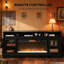Console de télévision avec foyer électrique, rangement ouvert et armoires latérales, conception durable et peu encombrante, décor élégant pour le salon et la chambre à coucher-121050398