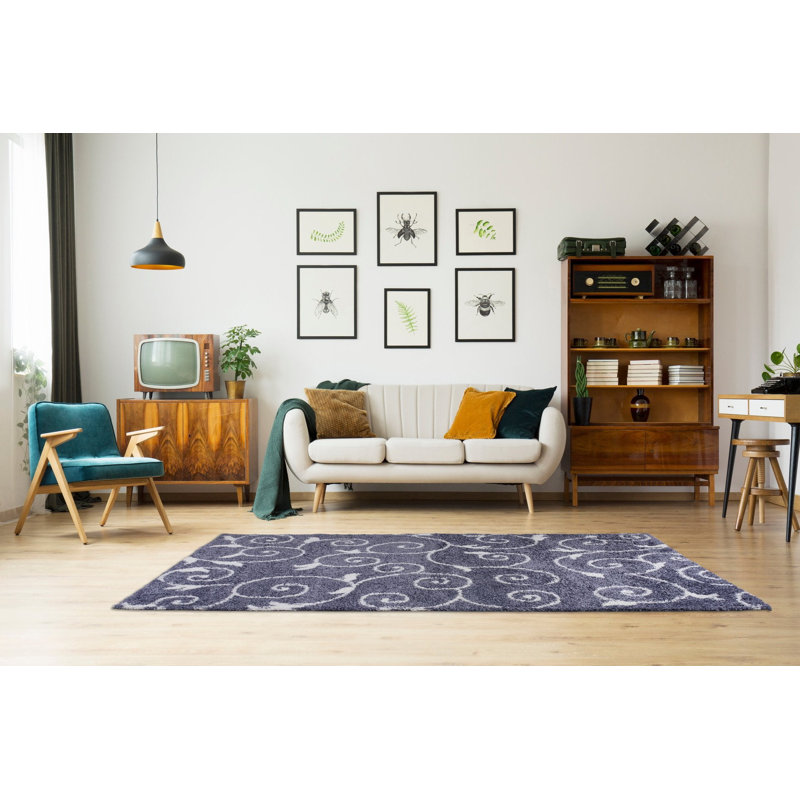 Tapis décoratif grise florale Travis Heights, Tapis de couloir 2 pi 7 po x 4 pi 11 po