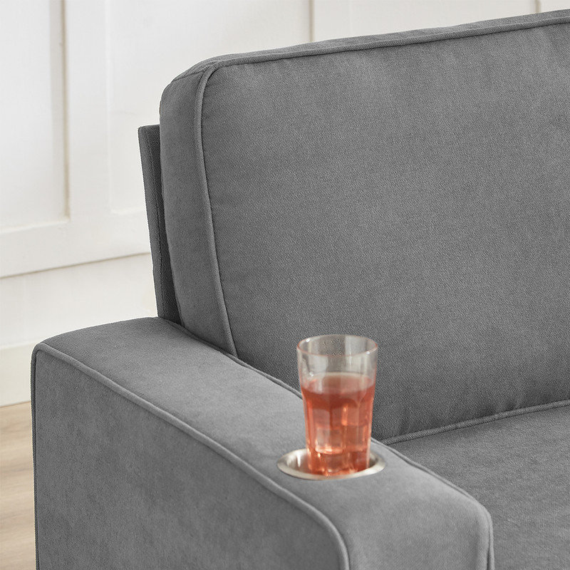 Canapé de 84 po à 3 places moderne en velours côtelé / velours avec coussins et coussins pour le salon